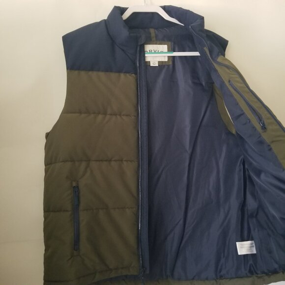 ORVIS Men L Ripstop Quilted Puffer Blue Green Full Zip Insulated Vest Jacket - Picture 7 of 14